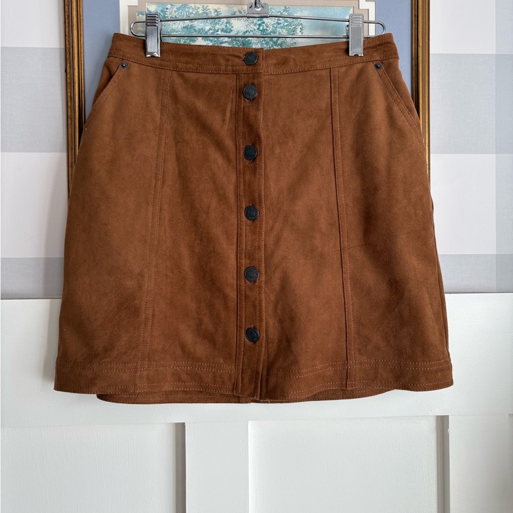 Abercrombie & Fitch Tan Button-Front Mini Skirt Size Small - Picture 4 of 7